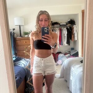 white denim jean shorts from pretty little thing, size 6